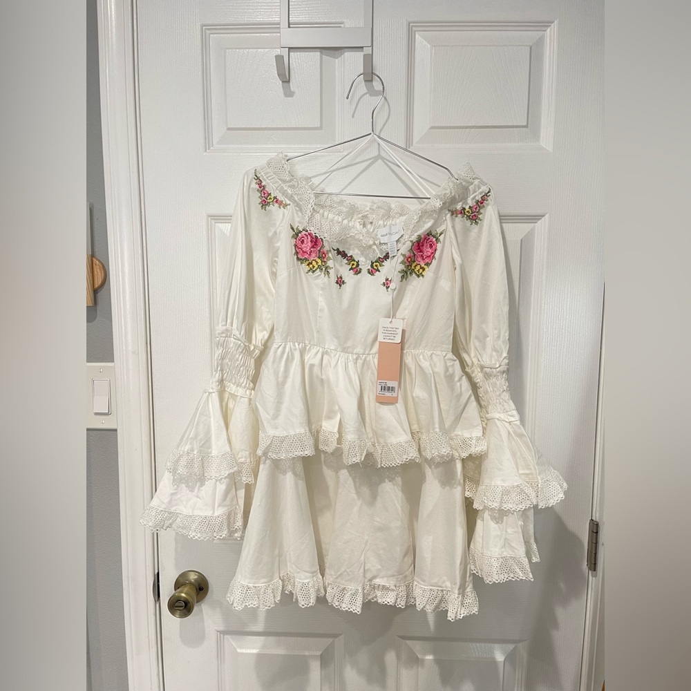 Alice McCall White Dress with Pink Floral Embroidery - Picture 6 of 6